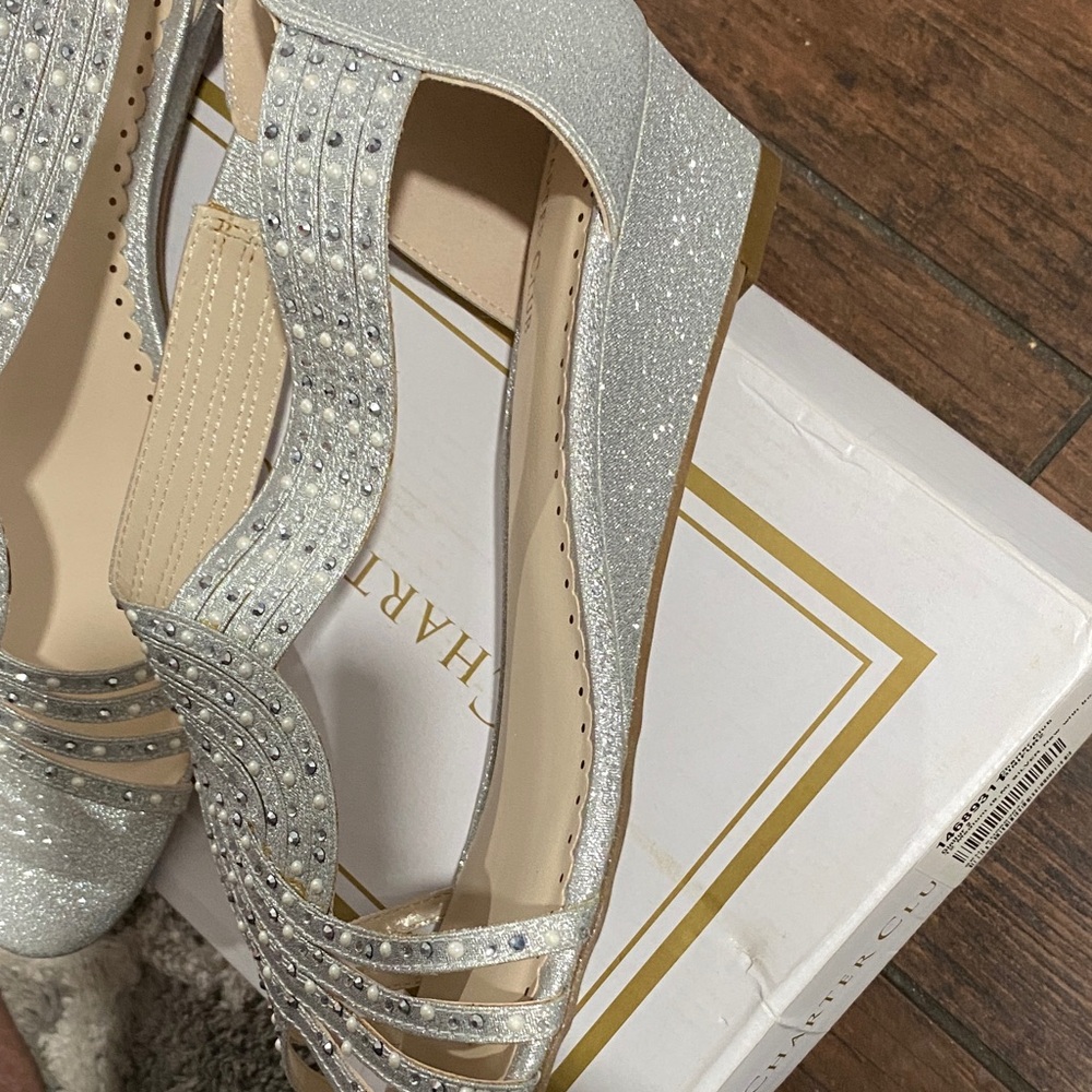 Charter Club Glittering Silver Heels - Picture 2 of 3